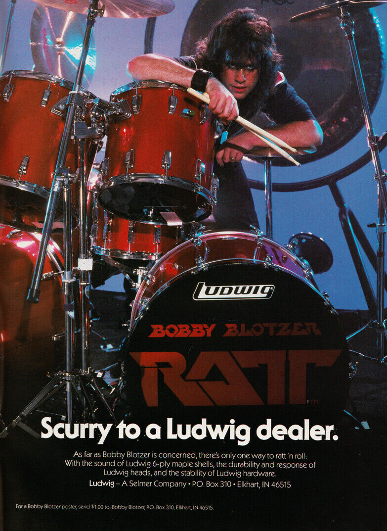 Ratt Bobby Blotzer Custom Poster 24x32 Ludwig Drums 1984