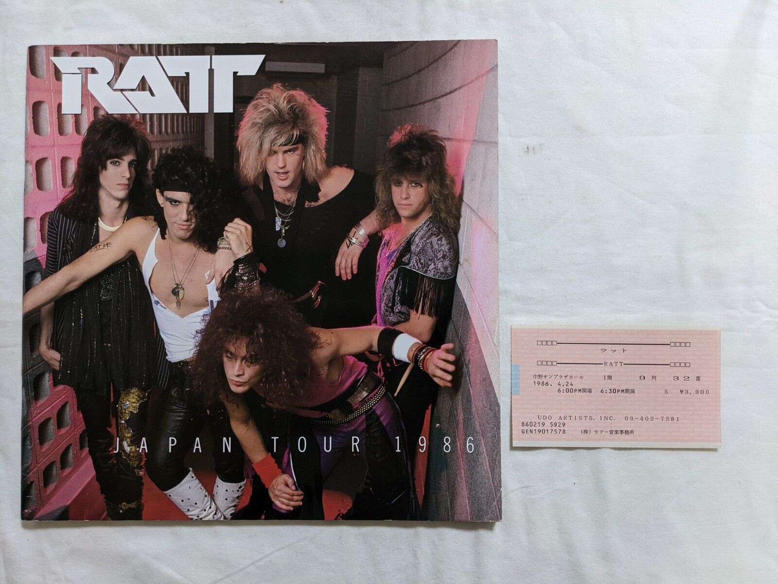Ratt 1986 Japan Tour Concert Programe Ticket Stub