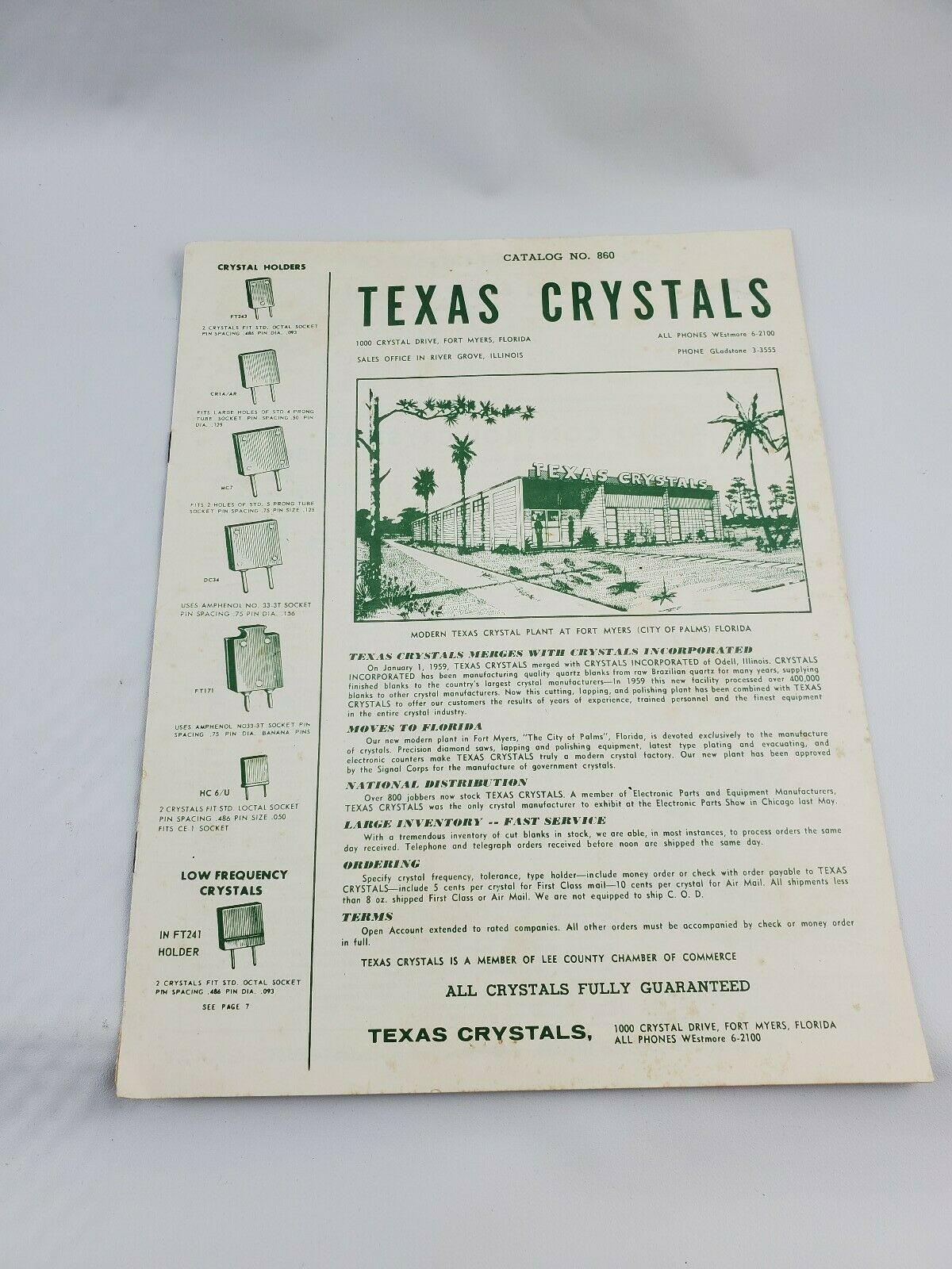Vintage Texas Crystals Product Catalog Number 860 Fort Myers Florida